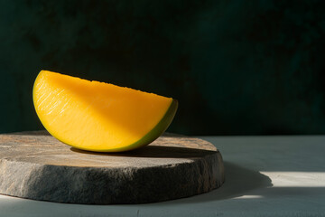 mango slice on a wooden background