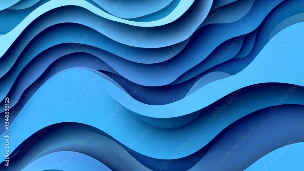Poster abstract blue waves create a calming visual flow with texture and movement in artistic display