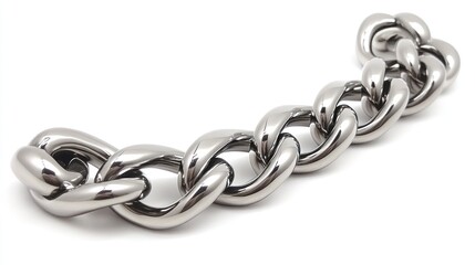 Obraz premium Shiny metallic chain link bracelet isolated on white.