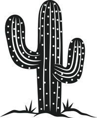 Fototapeta premium Saguaro Cactus Black Silhouette – Mexican Desert Vector Illustration for Cinco de Mayo