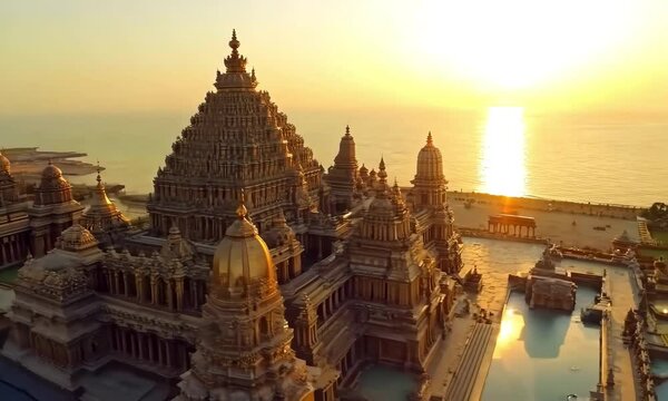 The grand architecture of the Somnath Temple in Gujarat
