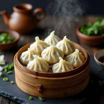 Steamed Dumplings Kanom Jeeb, Thai Food Menu Photography