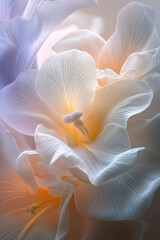 Obraz premium Exquisite close-up of delicate white flowers with soft pastel hues in gentle lighting