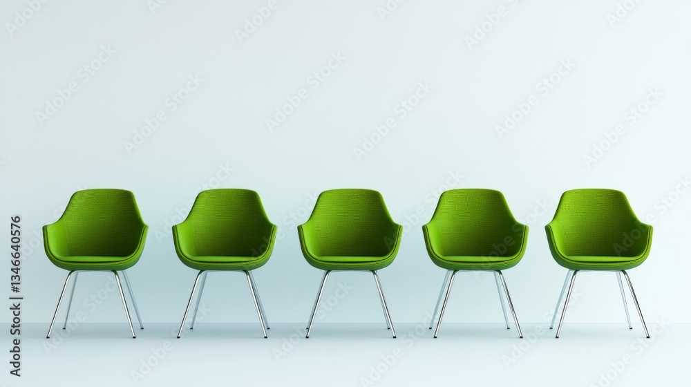 Fototapete a visually appealing stock photo featuring green chairs with different base styles, each labeled wit