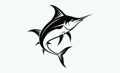 Marlin fish silhouette, blue marlin icon, vector illustration
