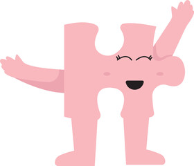 Playful Cartoon Puzzle Piece Character