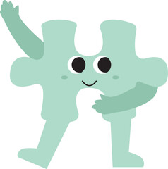 Playful Cartoon Puzzle Piece Character