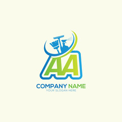 A AA Letter Local Cleaning vector logo. Cleaning service logo vector