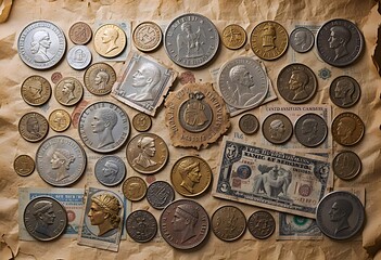 European currency featuring metal euro coins and banknotes representing financial wealth
