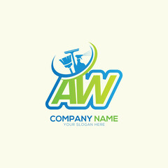 AW Letter Local Cleaning vector logo. Cleaning service logo vector