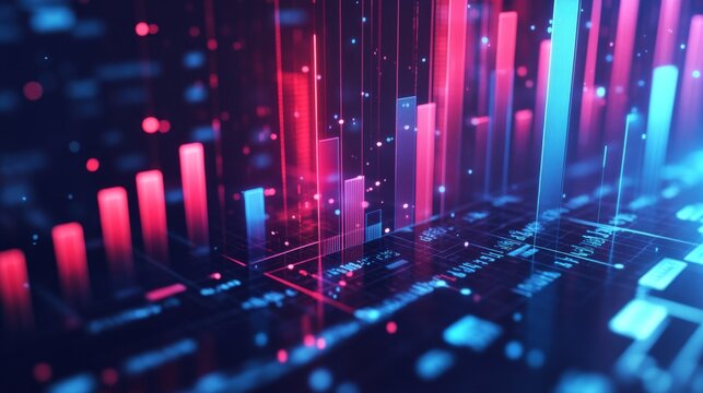 A bold D bar chart with red and blue bars, displaying comparative business performance metrics.