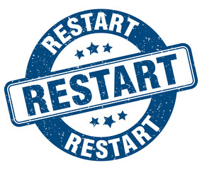 restart stamp. restart label. round grunge sign