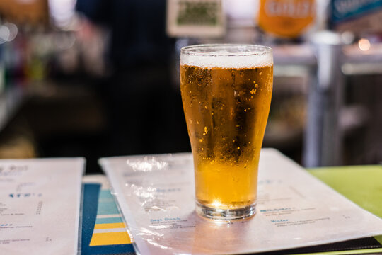 pint of beer on the bar