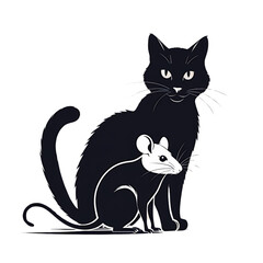 Charming Cat and Mouse Illustrations for Animal Lovers