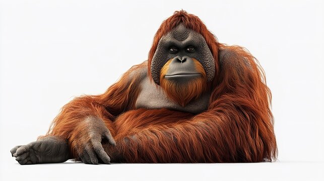 Orangutan clipart element 3d illustration