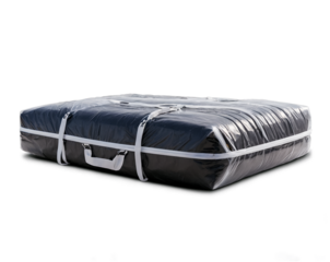Encased Comfort, Plastic-Wrapped Oversized Baggage Ready for Transport