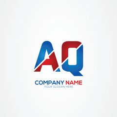 AQ or QA Creative Modern Letters Logo Design Element red and blue