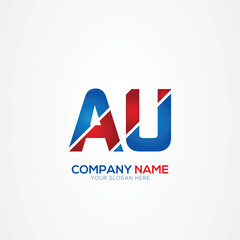 AU or UA Creative Modern Letters Logo Design Element red and blue