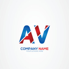 Fototapeta premium AV or VA Creative Modern Letters Logo Design Element red and blue