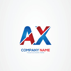 AX or XA Creative Modern Letters Logo Design Element red and blue