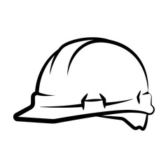 Hard hat monochrome clip art illustration