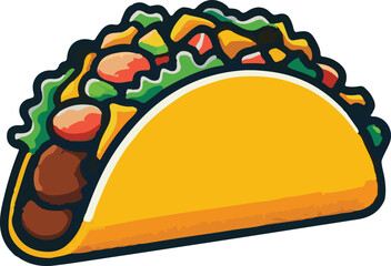 Tacos vector art illustration. Tacos vector icon. Taco with tortilla shell Mexican lunch flat vector icon for food apps and websites.