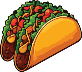 Tacos vector art illustration. Tacos vector icon. Taco with tortilla shell Mexican lunch flat vector icon for food apps and websites.