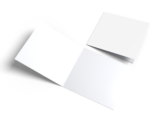 Open Leaflet or bi fold mockup. Blank template paper, wedding invitation, postcard, thank you card,...