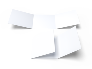 Open Leaflet or tri fold mockup. Blank vector template paper, wedding invitation, postcard, thank you card, notecards, note paper, greeting card, brochure or presentation your creative design work