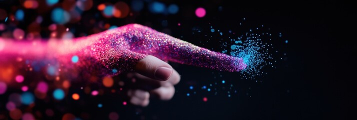 Disruptive Digital Transformation Immersive Particle Interaction Visualizing AI-Driven Connectivity and Technological Convergence in Global Innovation Landscapes