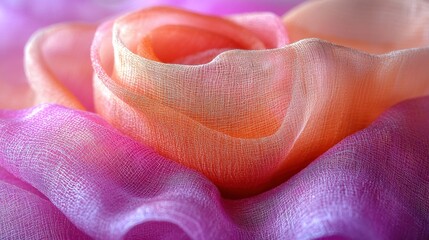 Delicate, flowing fabric in soft peach and pink hues