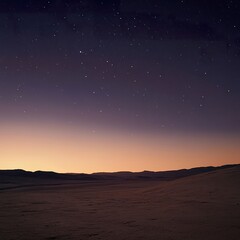 Fototapeta premium A mesmerizing shot of an expansive desert at twilight transitioning into night in nature's embrace.
