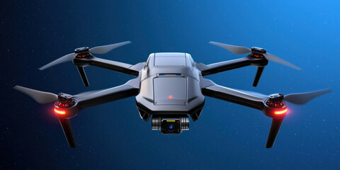 Naklejka premium sleek futuristic drone with advanced features and high resolution camera, designed for capturing stunning aerial footage