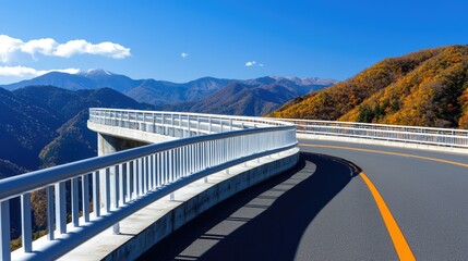 Obraz premium Scenic road curving through mountains japan landscape photography autumn colors high-angle view travel concept