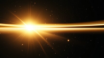 Obraz premium Golden cosmic light burst with radiant streaks in starry space