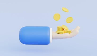 Business Finance Success Concept, Income, Saving, Investment, Wealth 3D Rendering