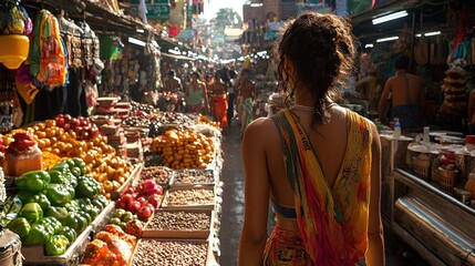 Woman exploring vibrant market