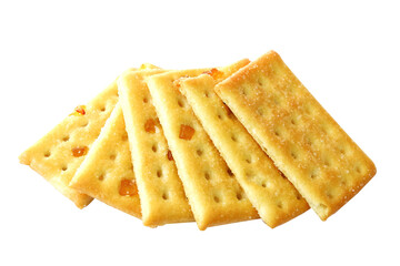 Crunchy crackers isolated on white background.