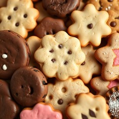 Naklejka premium Assorted Cookies and Shortbread Selection, Sweet Treats Display