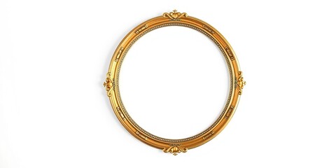 Antique Oval Gold Picture Frame on White Wall