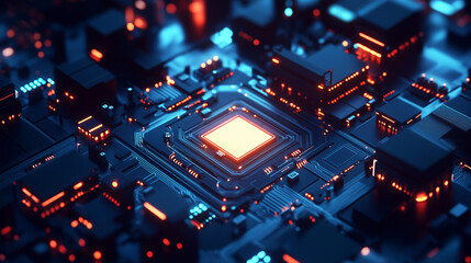 Artificial Intelligence, quantum computing, cloud computing, high technology background