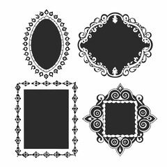 Intricate Gold Filigree Frames & Flourishes – Black Vector