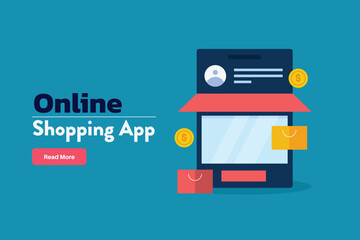 Shopping App, Customer using mobile application for online shopping, Secure shopping experience. Application based digital store.