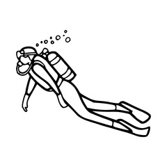 scuba diver swimming underwater vector illustration