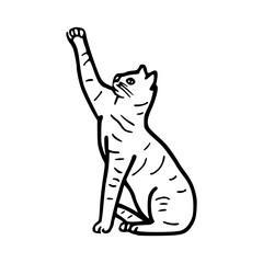 sitting cat raising paw vector