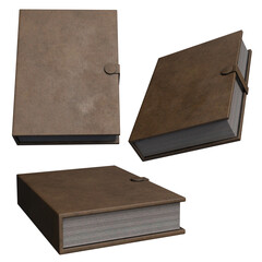 3D rendered old grimoires isolated on transparent background