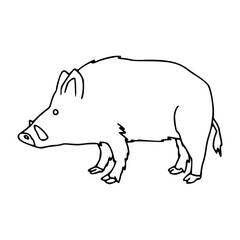 outline drawing of a wild pig