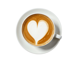 heart shaped cup of coffee