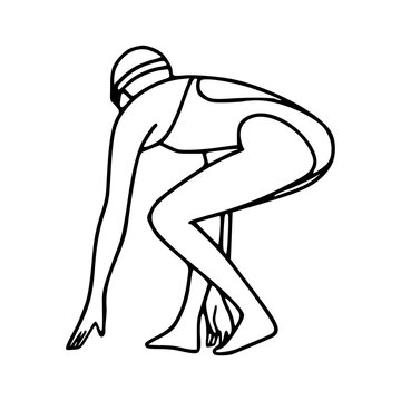 swimmer ready to dive, black outline clip art preview