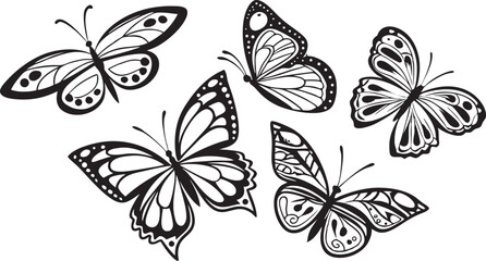 Obraz premium Beautiful Decorative Butterfly Silhouettes – Artistic Insect Clipart Design